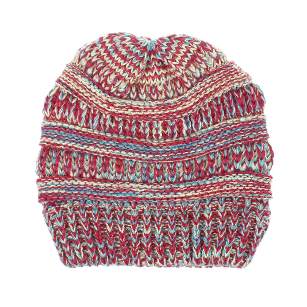Wholesale Mixed Color Knitted Acrylic Beanie Women's Ponytail Hat